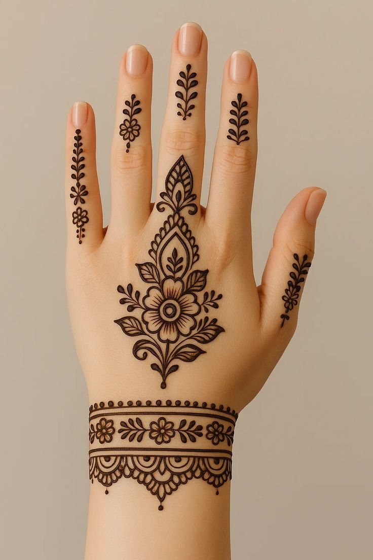 Latest 100+ Mehndi Design Front Full Hand 2026 – Trending & Stylish Collection 37 basic easy front hand simple mehndi design 3